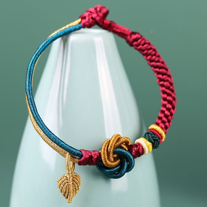 Tibetan Mandala Knot Luck Leaf Red String Bracelet
