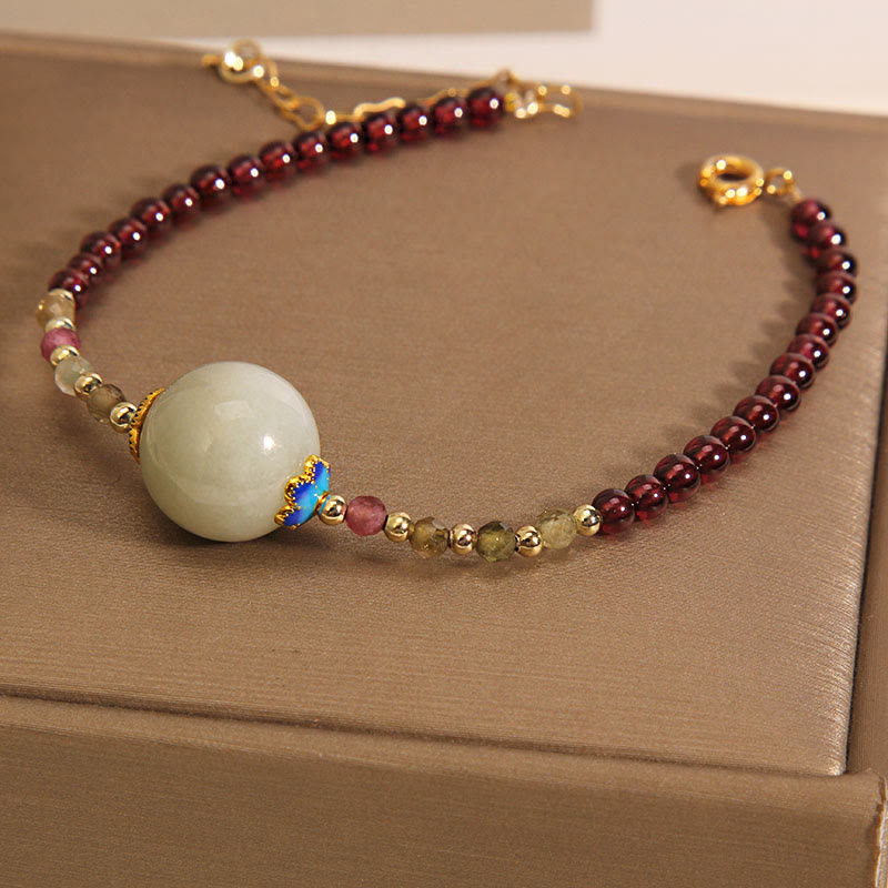 Garnet Jade Peace Buckle Protection Bracelet