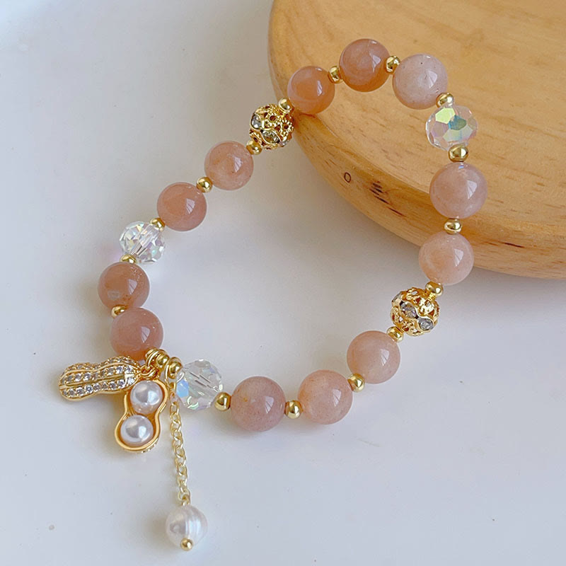 Sun Stone and Rutilated Quartz Wealth Peanut Bracelet