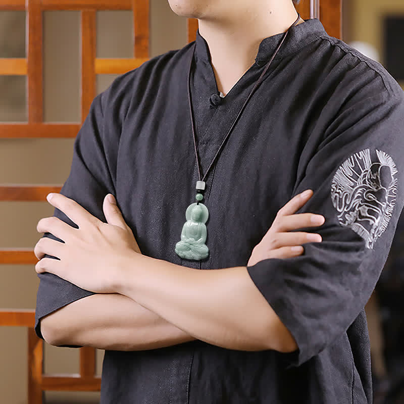 Amitabha Buddha Jade Amulet Necklace Compassion Symbol