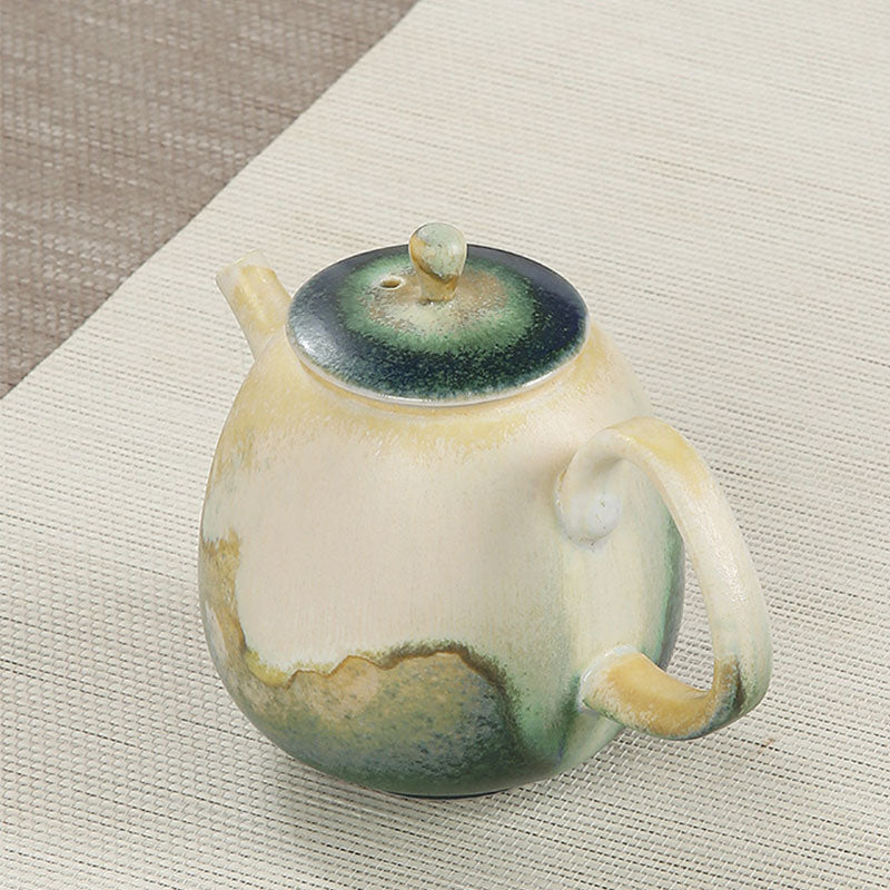 230ml Ceramic Gongfu Teapot in Green Beige for Zen Decor