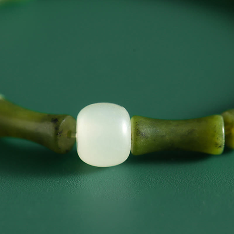 Green Bamboo Jade Luck Bracelet for Abundance & Growth