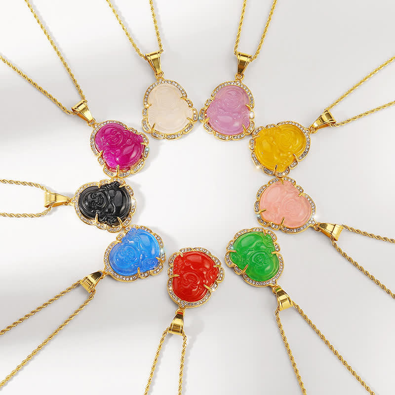 Laughing Buddha Feng Shui Jade Prosperity Necklace