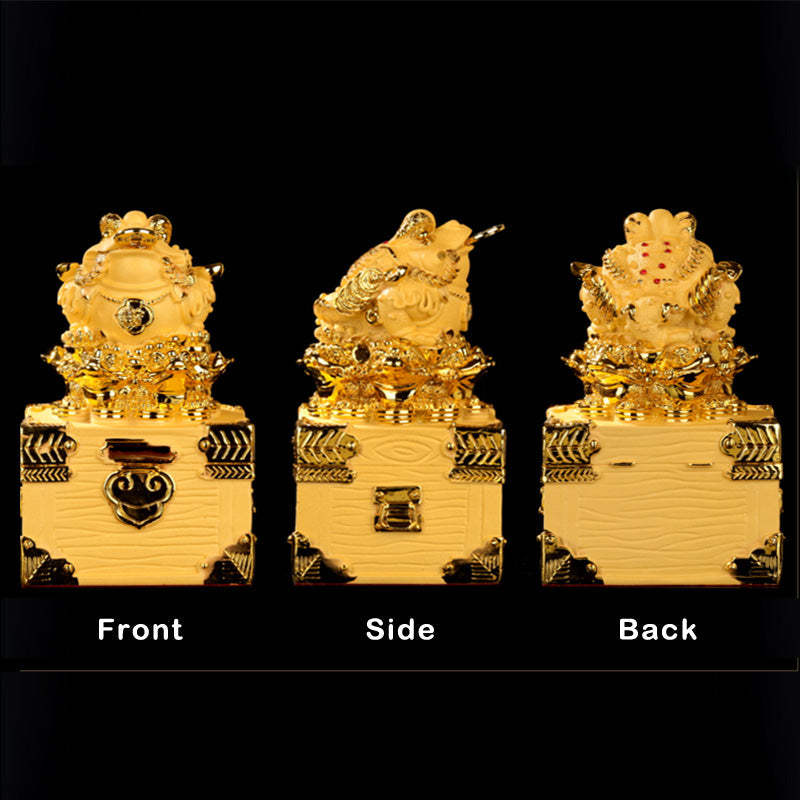 Feng Shui Money Frog Statue for Luck and Wealth Decor - Medium