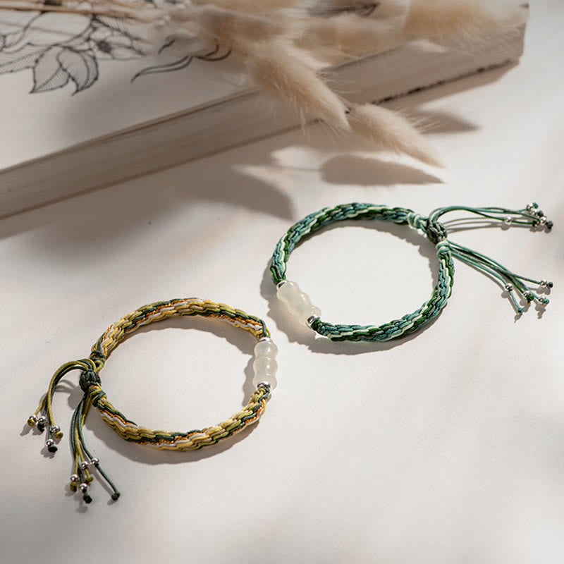 White Jade Bamboo Strength & Luck String Bracelet