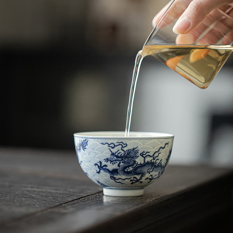 Blue Dragon Ceramic Teacup 80ml | Chinese Tea Cup