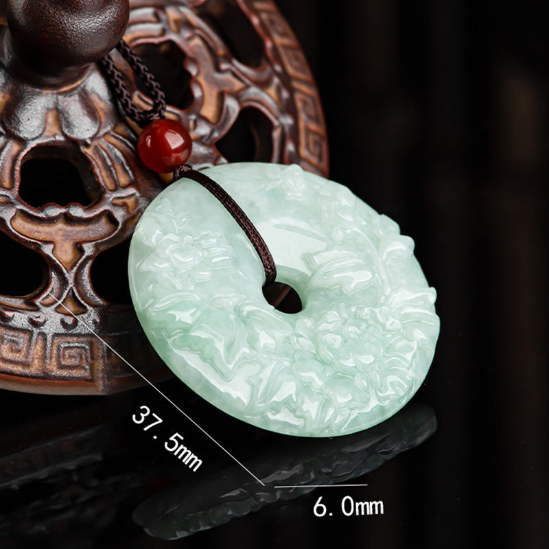 Round Jade Peace Buckle Necklace for Prosperity & Abundance 8mm