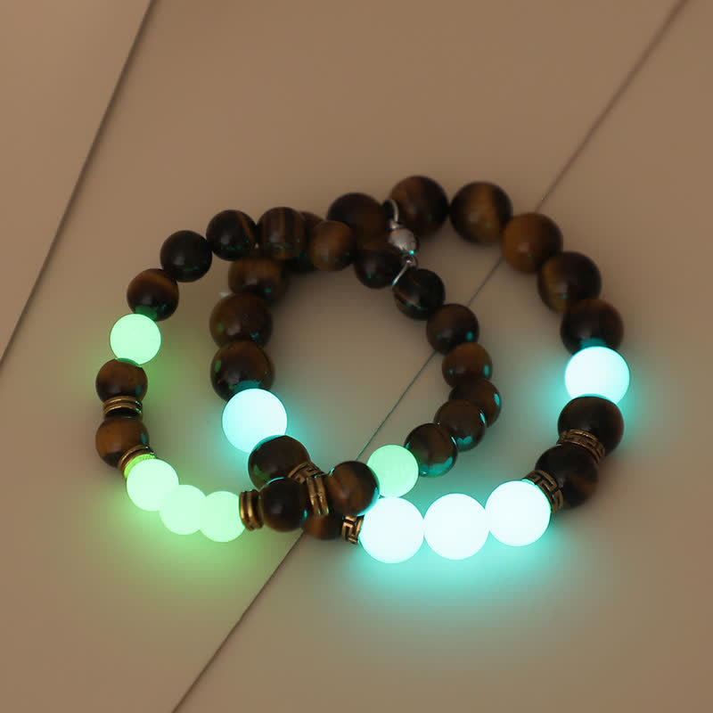Unisex Tiger Eye Glowstone Protection Couple Bracelet