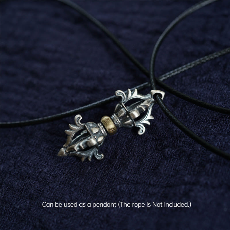 14mm Sterling Silver Om Mani Padme Hum Vajra Pendant for Strength