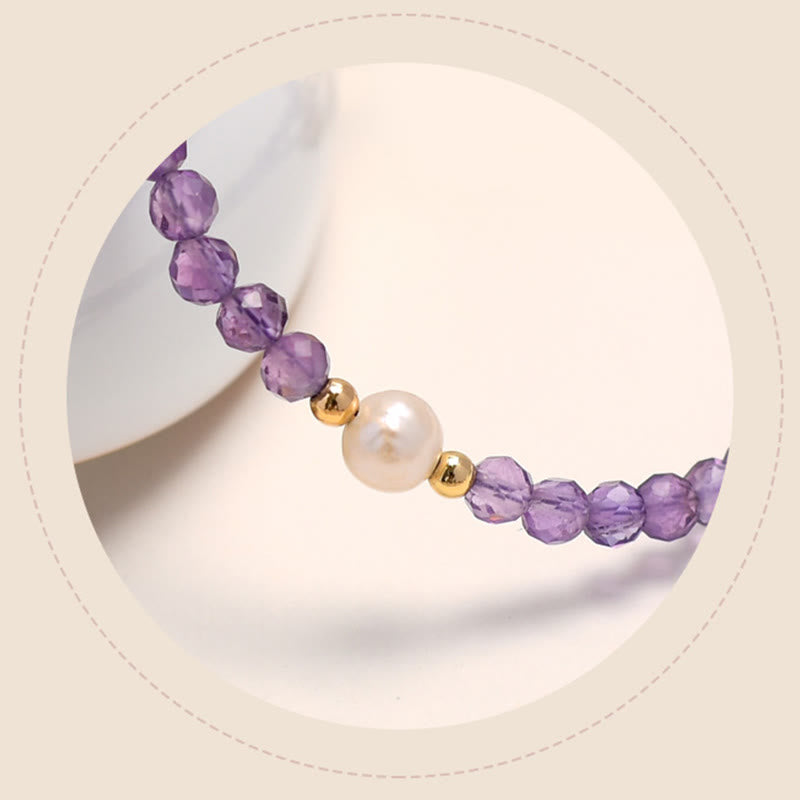 Amethyst 14K Gold Plated Double Layer Healing Bracelet