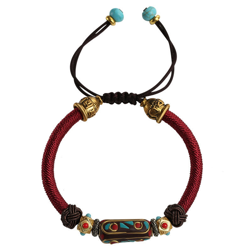 Unisex Tibetan Turquoise Om Mani Padme Hum Strength Bracelet