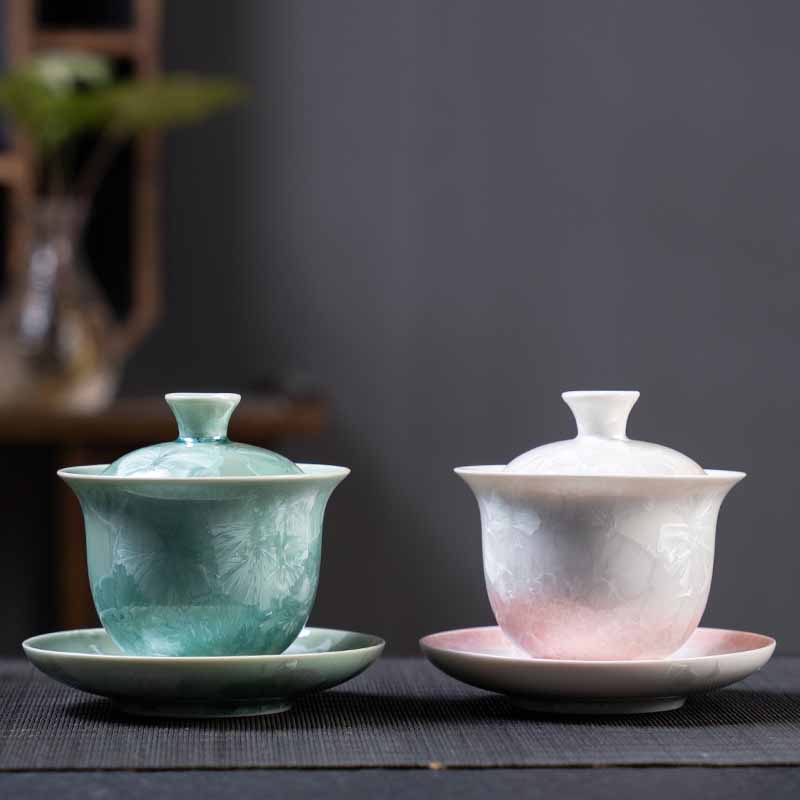 Traditional Ceramic Sancai Gaiwan Tea Cup 180ml for Meditation