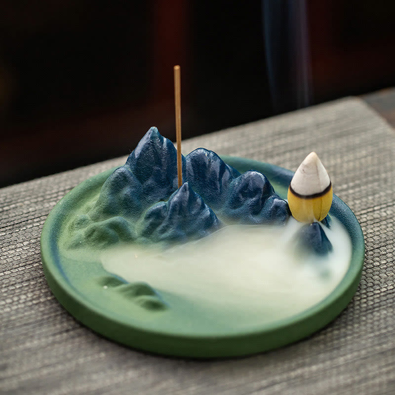 Creative Ceramic Mountain River Backflow Incense Burner