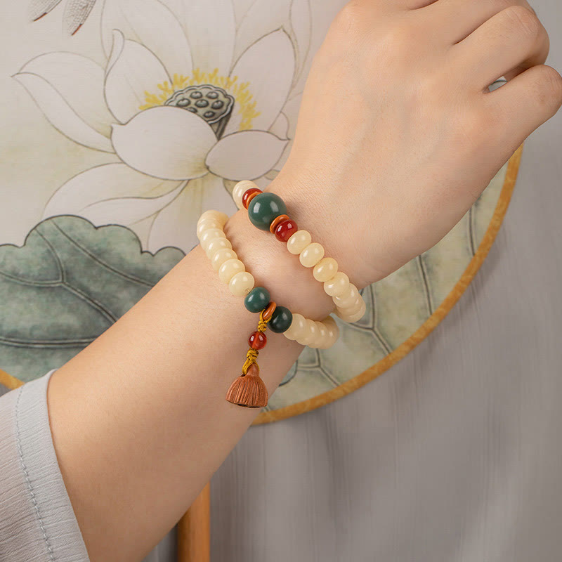 Bodhi Seed Lotus Bracelet Double Wrap for Peace & Wisdom