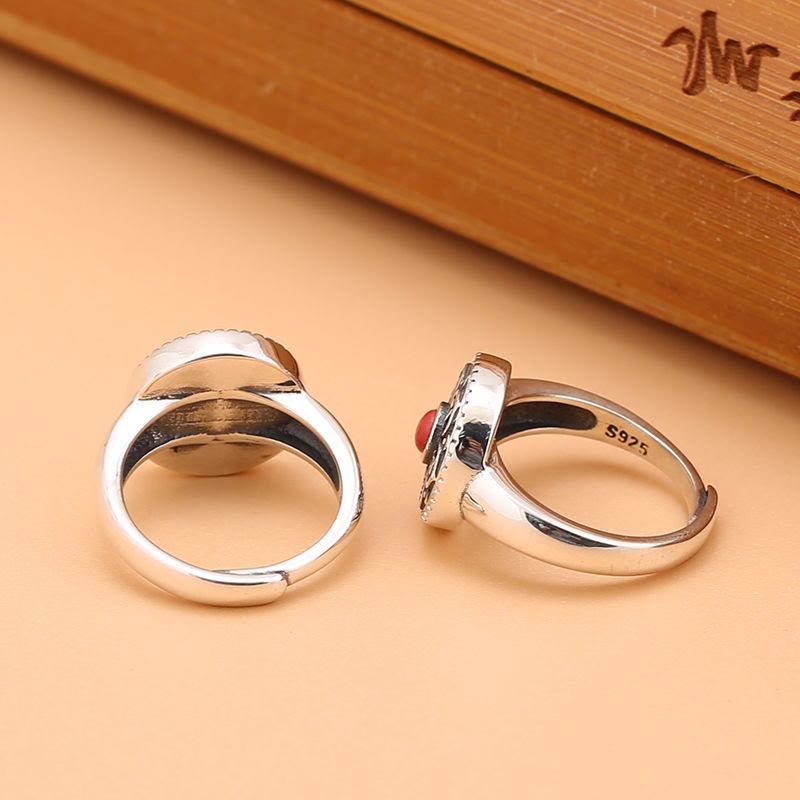 Adjustable Copper Om Mani Padme Hum Ring Spiritual Peace