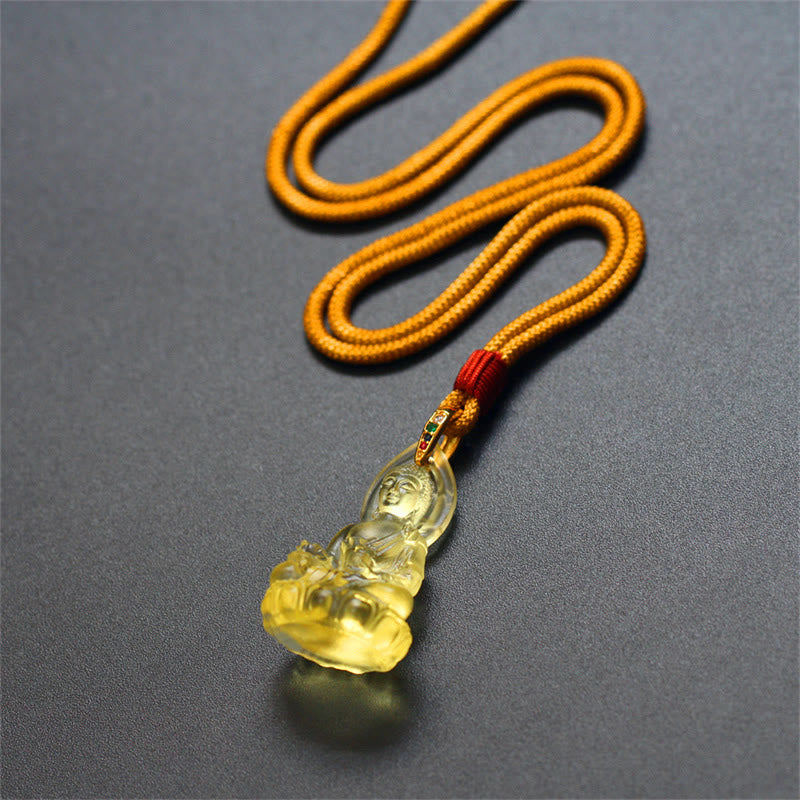 Liuli Crystal Buddha Necklace | Medicine Buddha Amulet | Healing