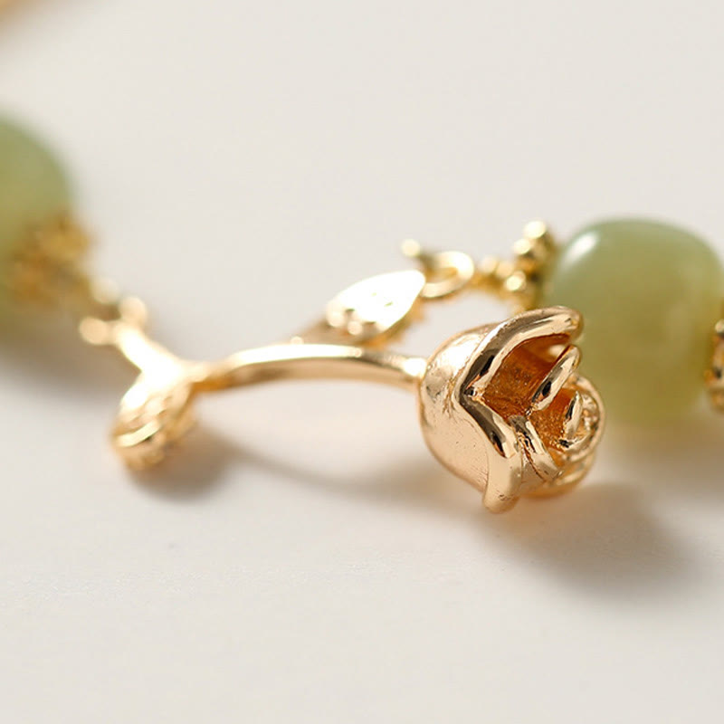 Hetian Jade 14K Gold Plated Luck Chain Bracelet