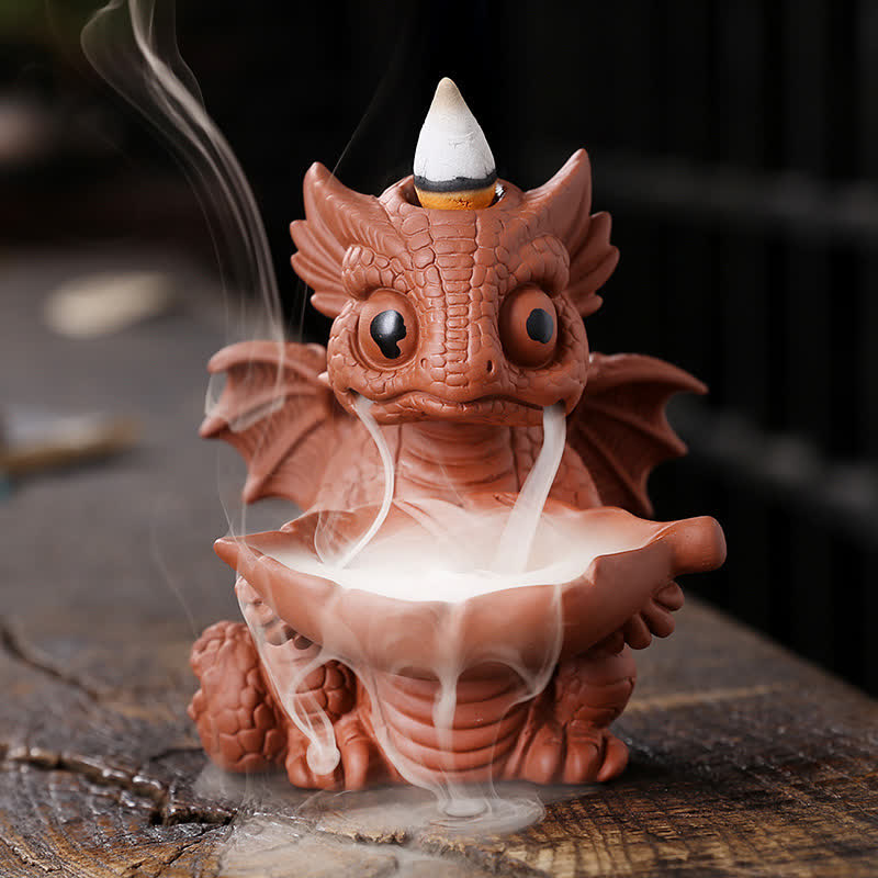 Purple Clay Dinosaur Incense Burner for Meditation & Rituals