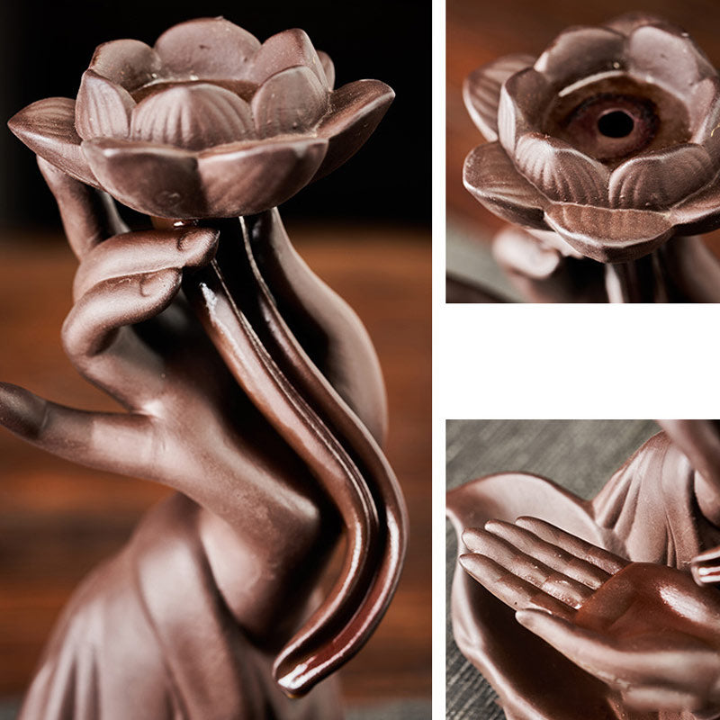Lotus Bergamot Backflow Incense Burner for Meditation