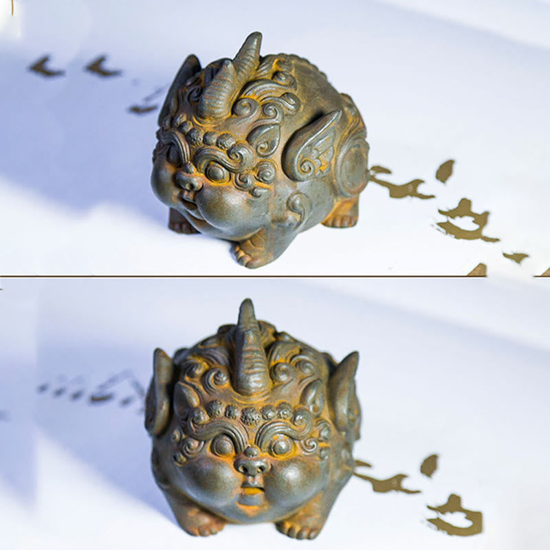 9cm Handmade PiXiu Wealth Statue Iron Powder Resin Sculpture