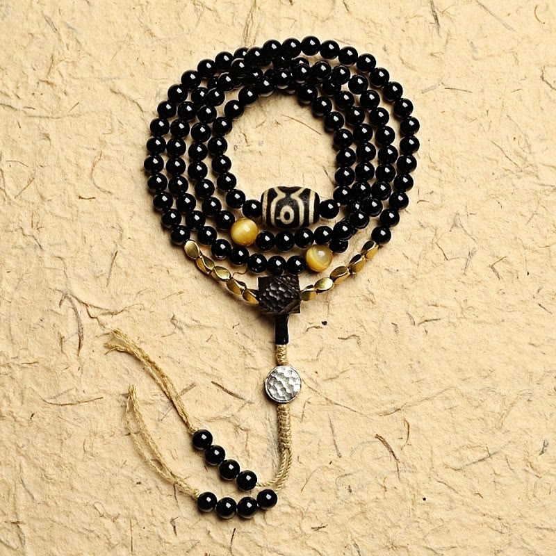 108 Beads Black Onyx Protection Gemstone Mala Bracelet