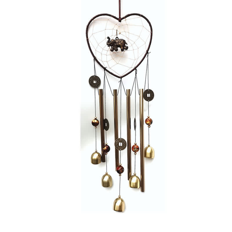 Copper Dream Catcher Wall Hanging | Elephant Chimes for Healing