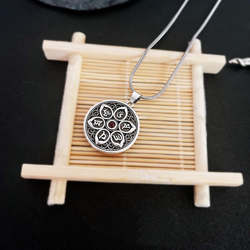 Om Mani Padme Hum Necklace | Copper Silver Tibetan Pendant