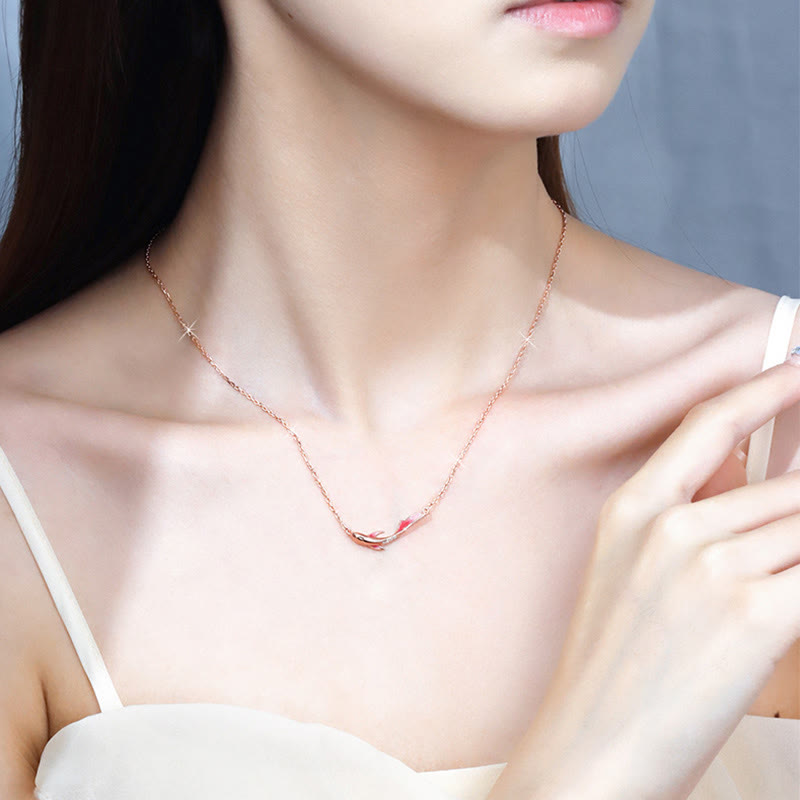 925 Sterling Silver Koi Fish Necklace for Luck Prosperity
