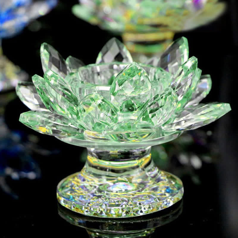 Lotus Flower Crystal Candle Holder | Spiritual Home Accent