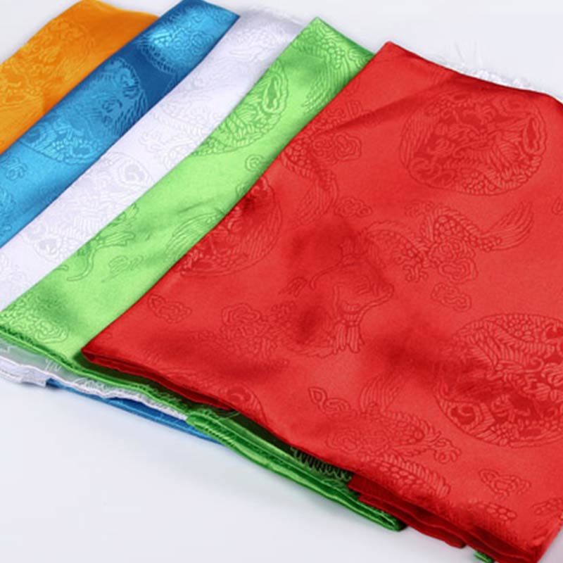 Large Tibetan Khata Decoration with Dragon Phoenix Pattern
