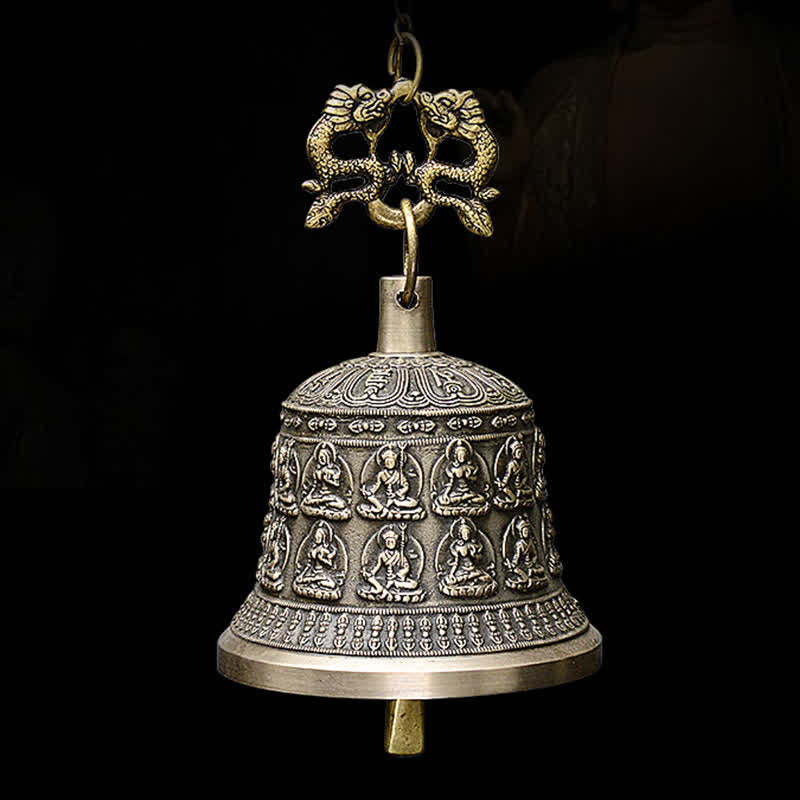Copper Buddha Dragon Wind Chime Bell 15.5x20.5cm Zen Decor