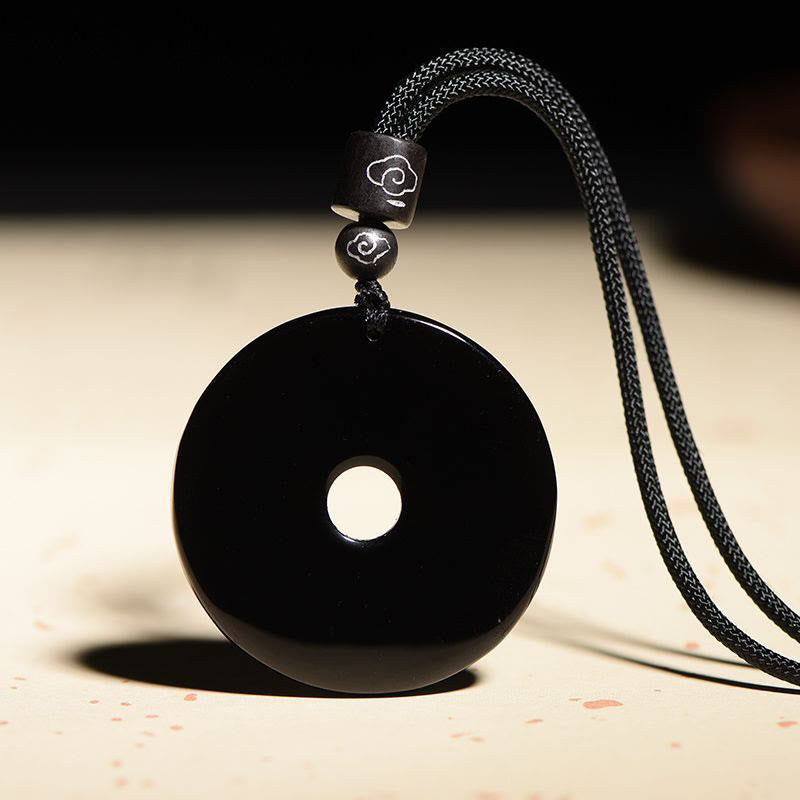 Chinese Zodiac Black Obsidian Strength Necklace Pendant