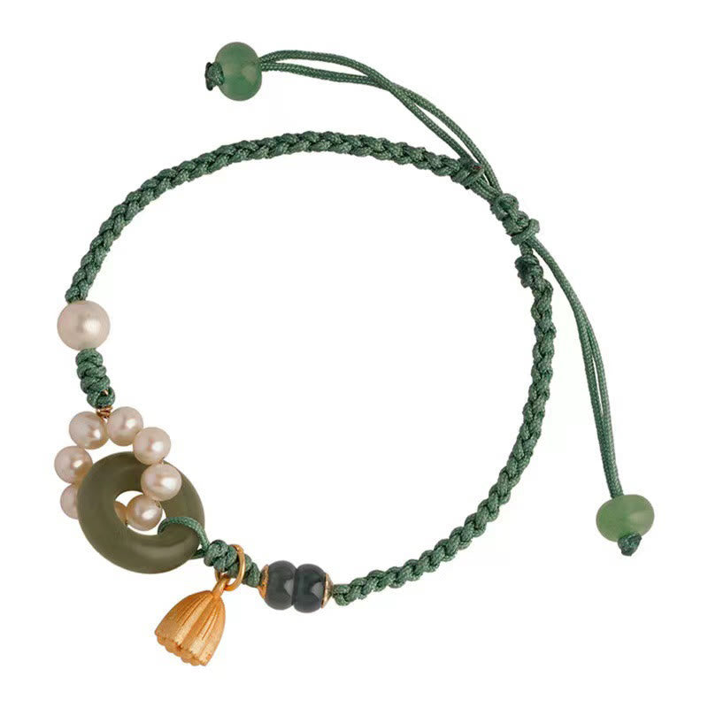 Hetian Jade Peace Buckle Serenity Bracelet for Luck