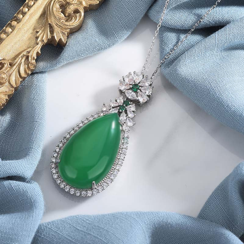 Cyan Jade Harmony Necklace 45cm for Success & Healing