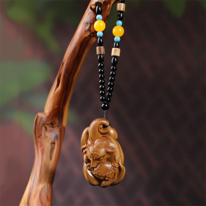 Mini Nine-Tailed Fox Green Sandalwood Zen Decor for Peace