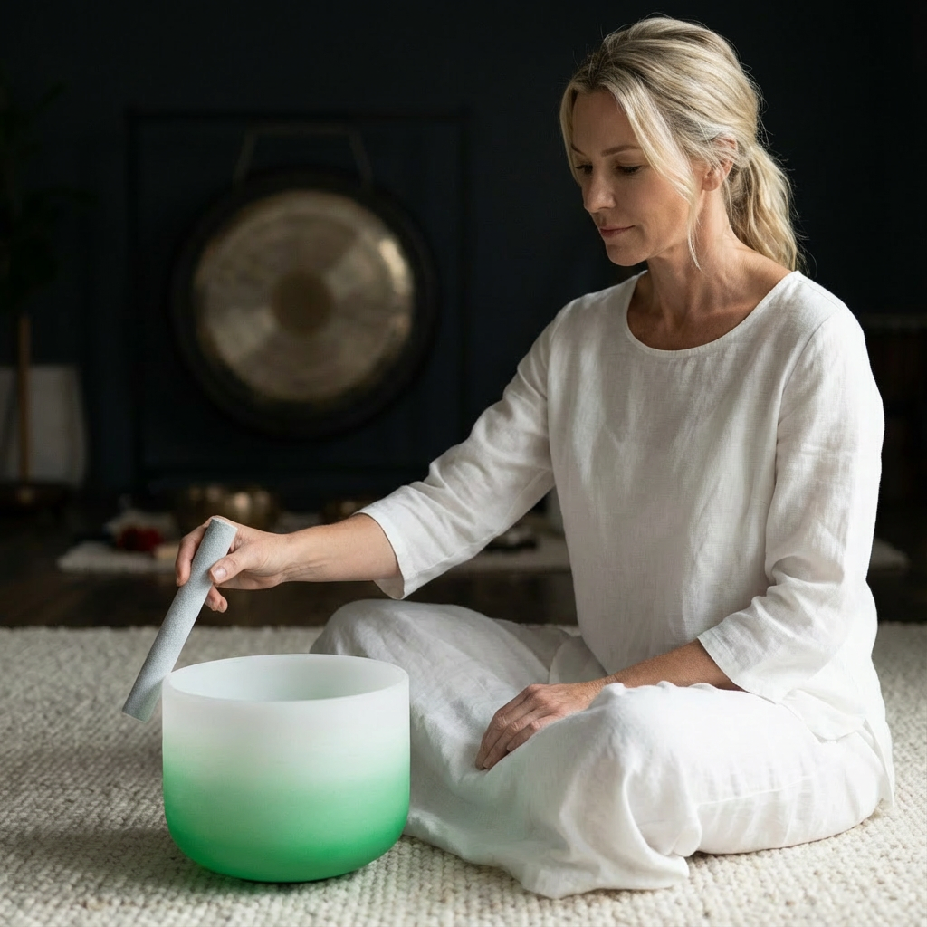 Crystal Singing Bowl - Heart Chakra F Note Meditation Bowl