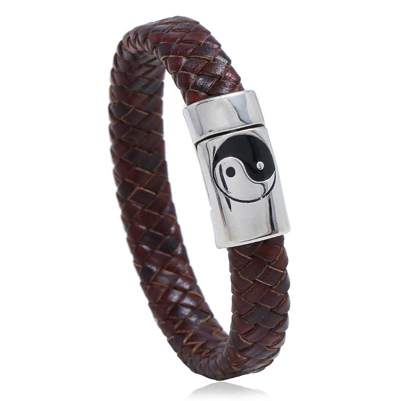 Unisex Titanium Steel Yin Yang Bracelet for Balance 22.5cm