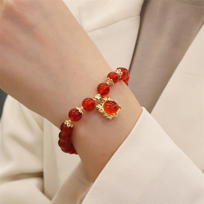 Year of the Dragon Red Agate Jade Peace Buckle Bracelet