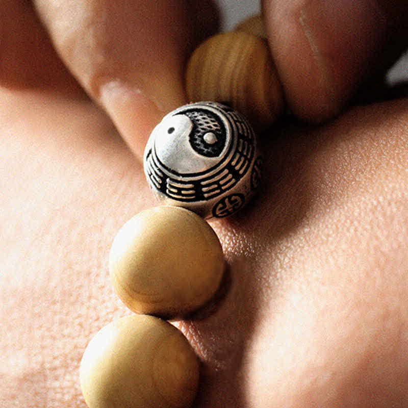 Cinnabar Bracelet with Peach Wood and Lotus Symbols