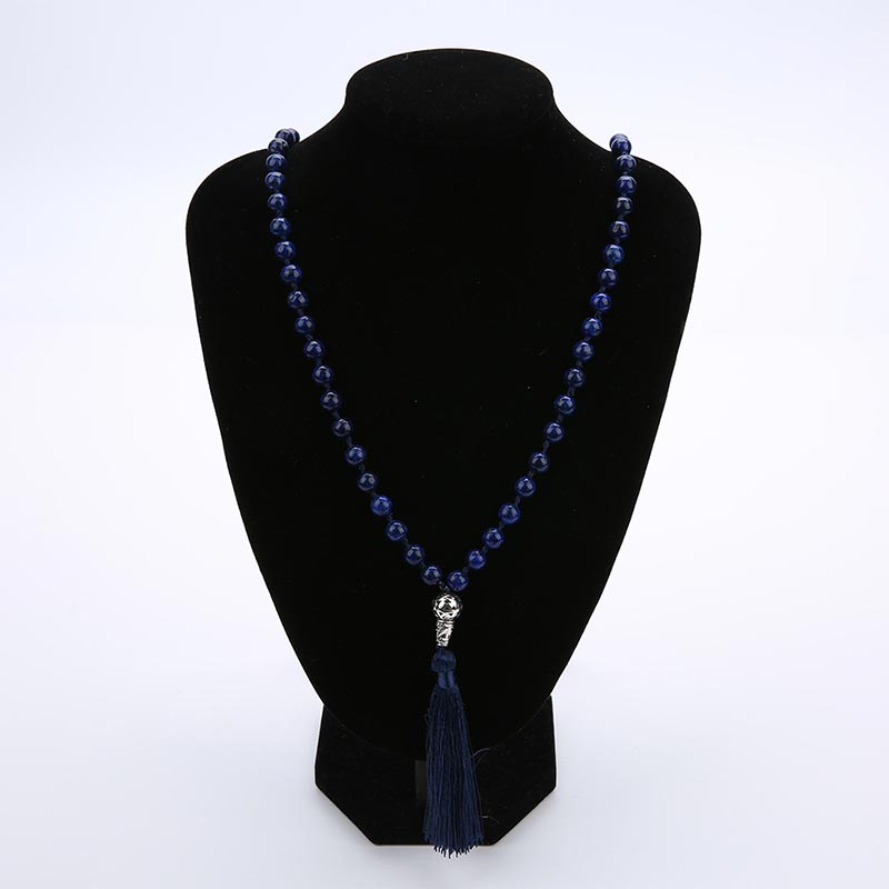 108 Bead Mala Necklace with Red Turquoise or Lazurite Beads