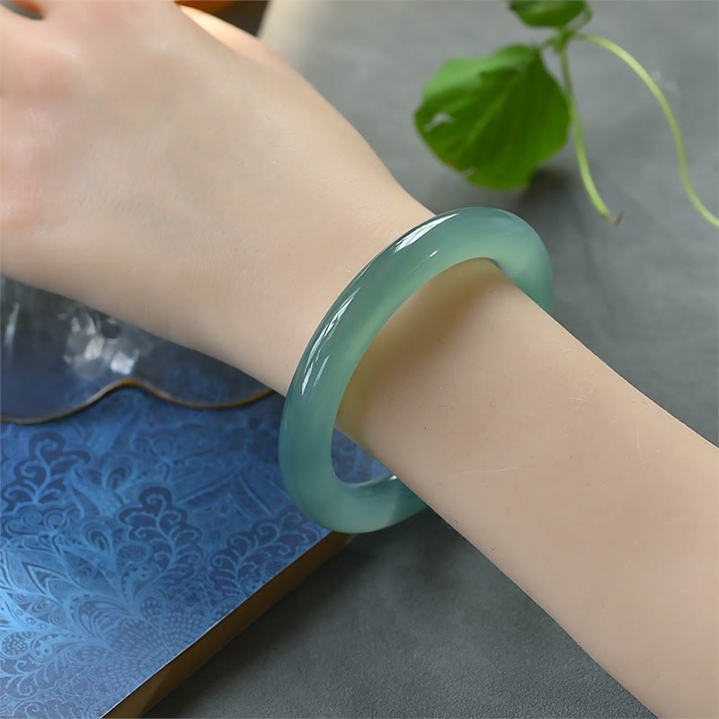 9mm Green Chalcedony Strength Bangle Bracelet