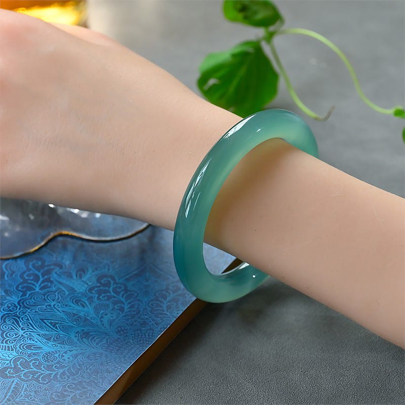 9mm Green Chalcedony Strength Bangle Bracelet