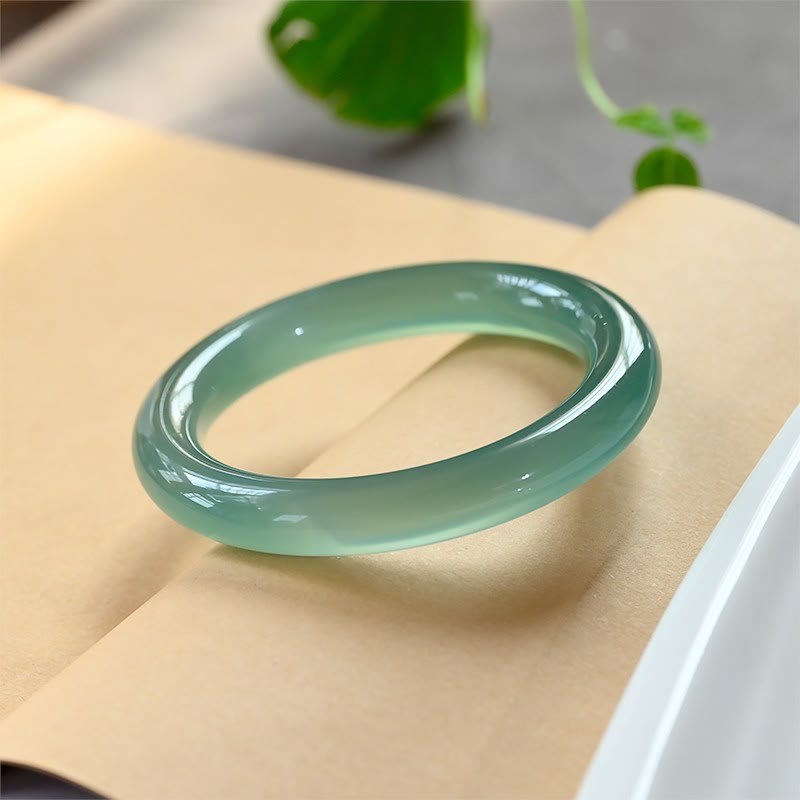 9mm Green Chalcedony Strength Bangle Bracelet