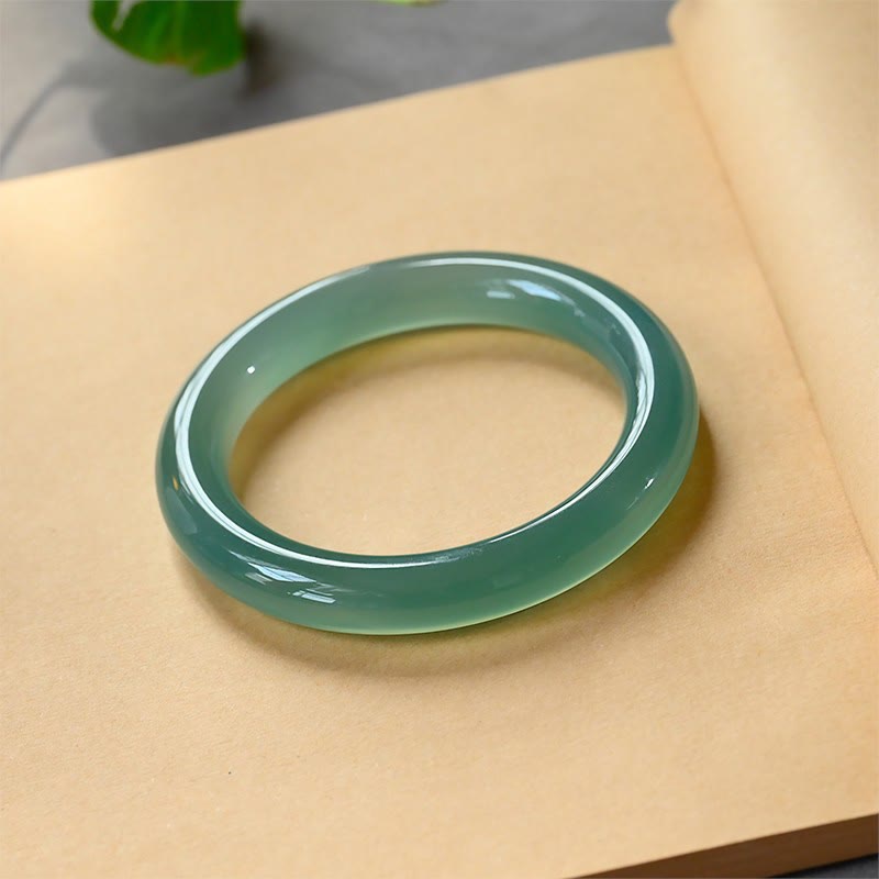 9mm Green Chalcedony Strength Bangle Bracelet