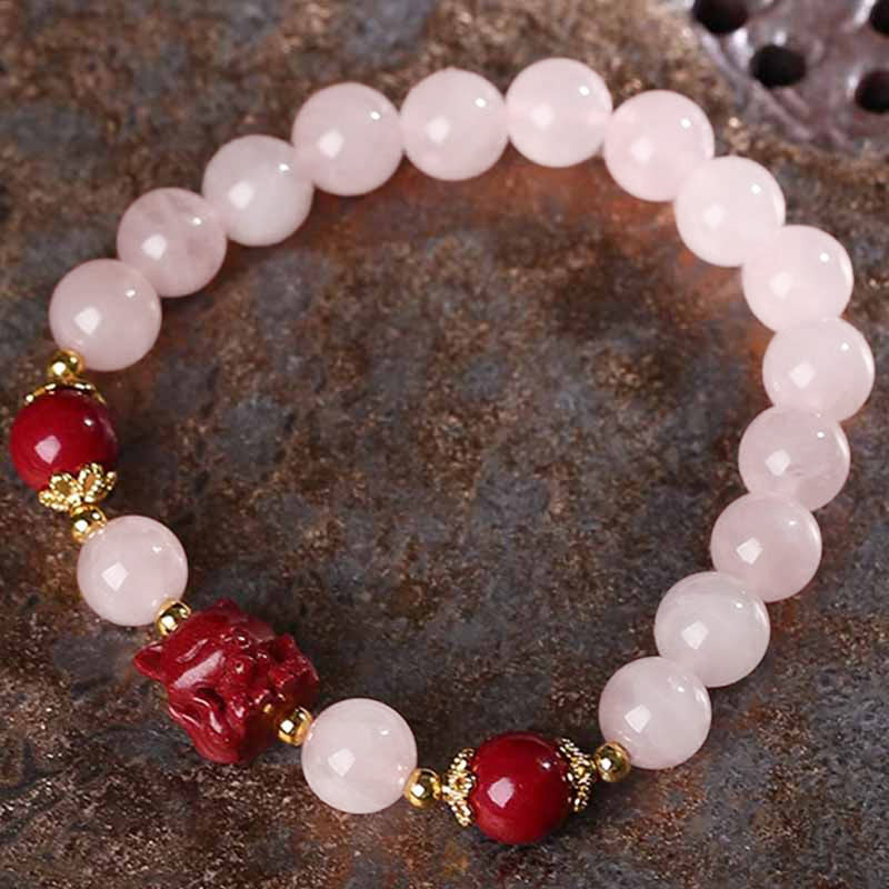 Pink Crystal Nine-Tailed Fox Love Bracelet 8mm Soothing