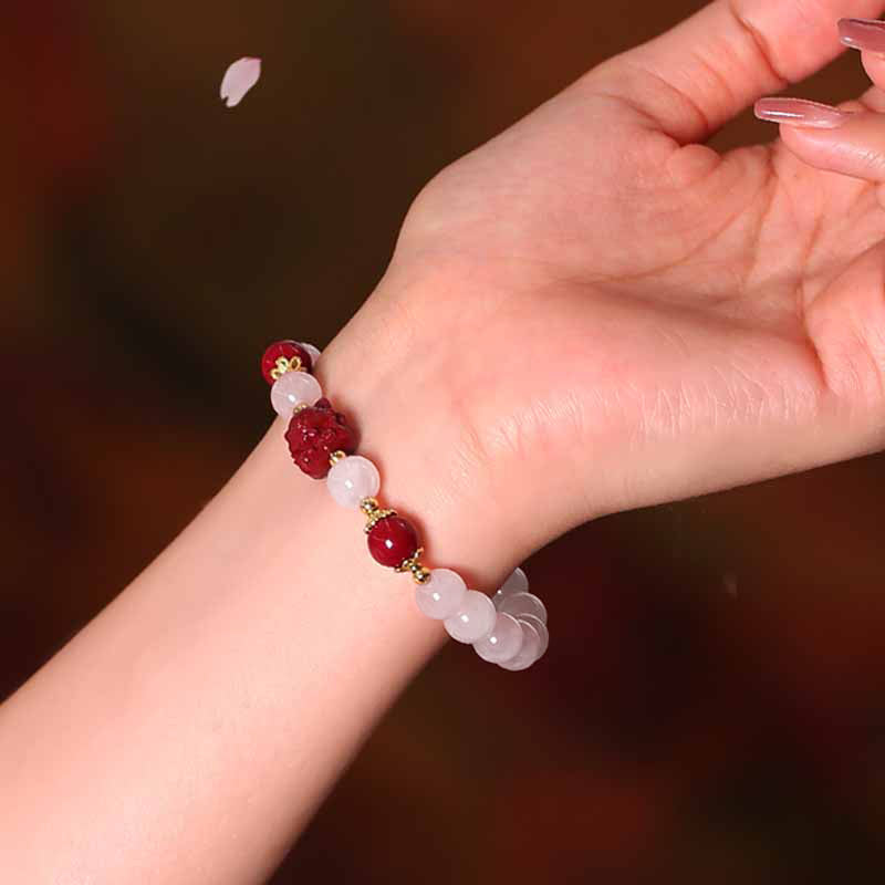 Pink Crystal Nine-Tailed Fox Love Bracelet 8mm Soothing
