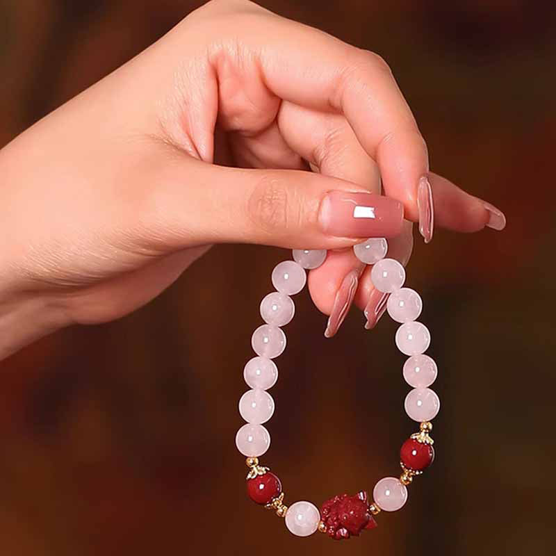 Pink Crystal Nine-Tailed Fox Love Bracelet 8mm Soothing