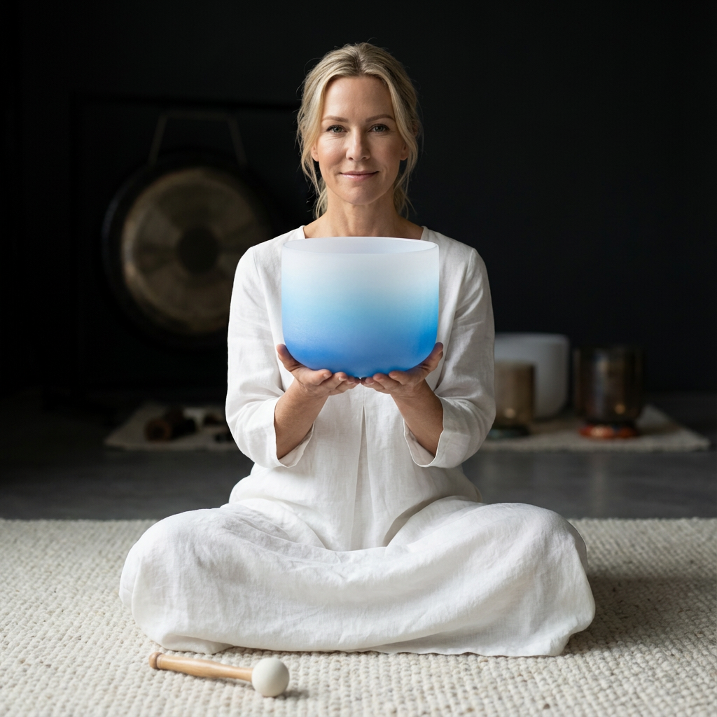 Crystal Singing Bowl - Throat Chakra G Note Meditation Bowl