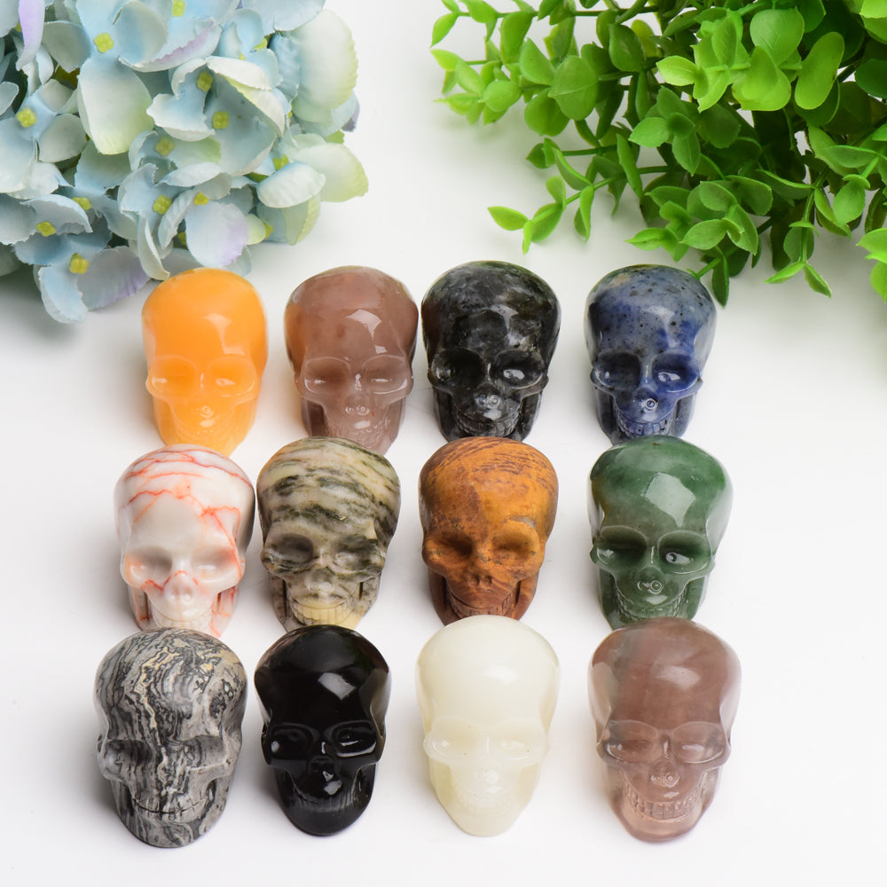 2.0-Inch Mixed Crystal Skull Carving for Spiritual Healing