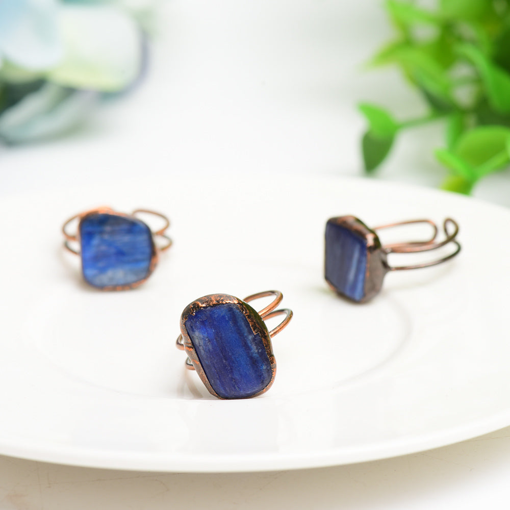 Kyanite Crystal Spiritual Ring with Polished Copper Band